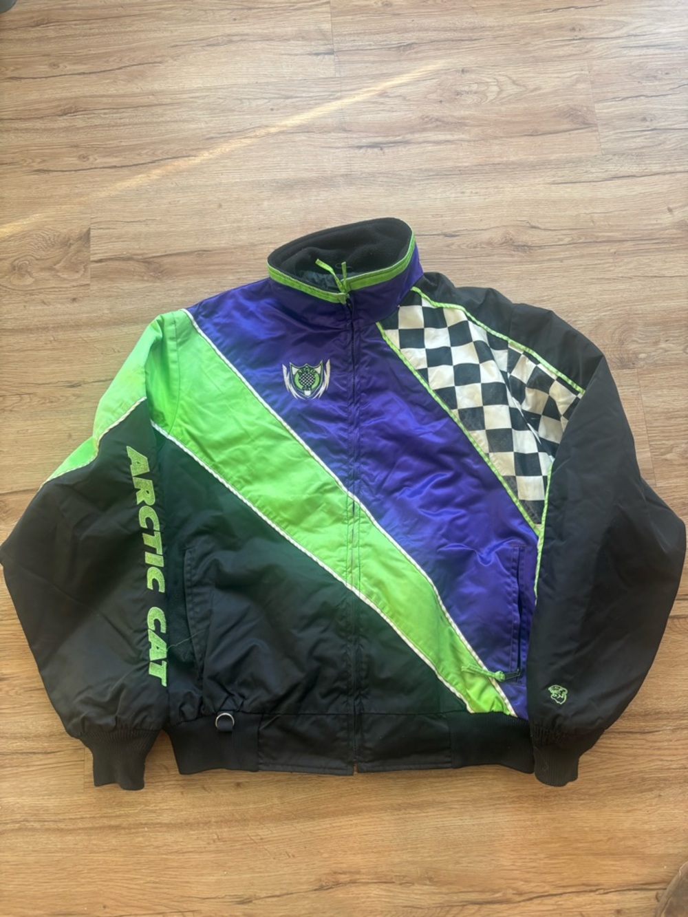 80s Arctic Cat Neon Green + Purple Racing Jacket